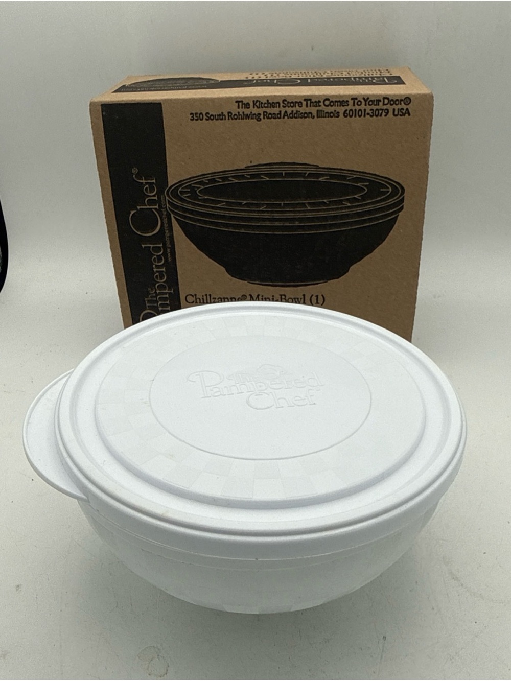 Pampered Chef Chillzanne White Mini-Bowl with Lid 2788 3 Cup Freezer To Table